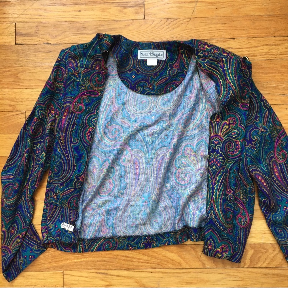 VTG 80s Norton McNaughton Paisley and Floral Blazer, 8 - Picture 7 of 13